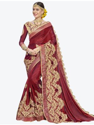 Maroon Sana Silk Designer Saree small FABSA20761
