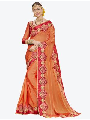 Orange Sana Silk Designer Saree small FABSA20765