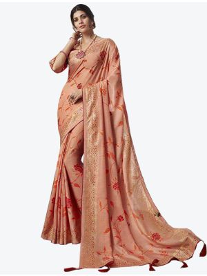 Peach Dola Silk Designer Saree small FABSA20842