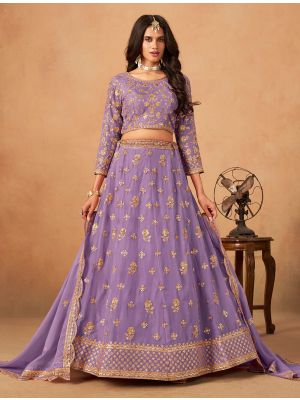 Lavender Organza Embroidered Wedding Lehenga Choli small FABLE20504