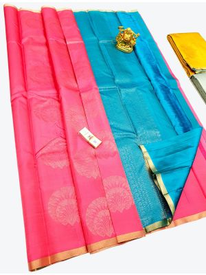 Pink Pure Kanchipuram Handloom Silk Festive Wear Designer Saree small FABSA21387