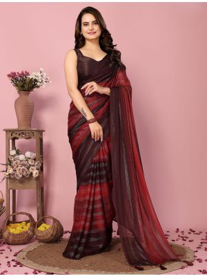Maroon Rangoli Silk Ready To Wear Saree