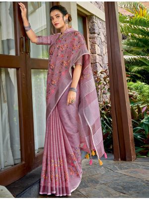 Mauve Linen Elegant Saree
