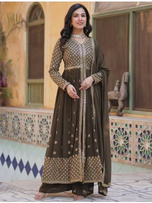 Mehendi Green Georgette Ready To Wear Palazzo Suit FABSL22100