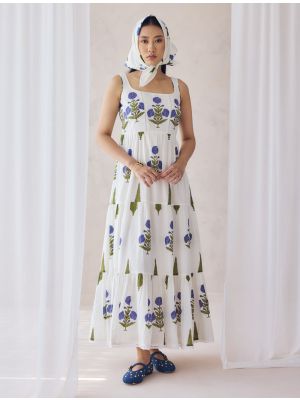milky white cotton printed trendy chic frock fabku21195