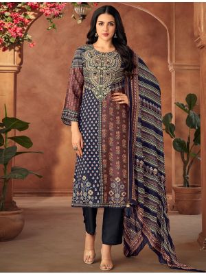 Multicolor Muslin Printed Salwar Kameez With Handwork small FABSL22158