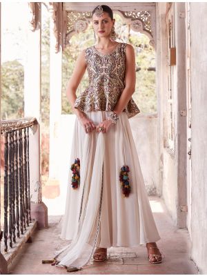 Multicolor Satin Ready To Wear Designer Palazzo Suit swatch FABSL21861