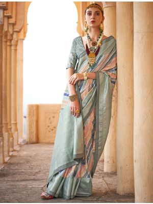 Multicolor Viscose Silk Saree With Weaving And Foil Print