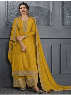 Mustard Dola Silk Semi Stitched Salwar Kameez small FABSL21894