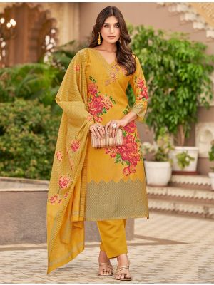 Mustard Yellow Muslin Ready To Wear Salwar Kameez FABSL22204