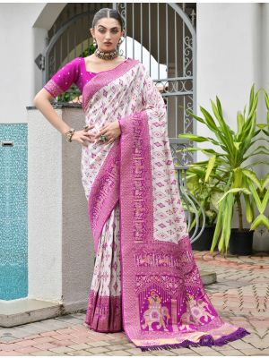 Off White Banarasi Silk Traditional Pattern Saree