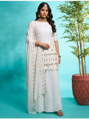Off White Georgette Ready To Wear Palazzo Suit FABSL22105