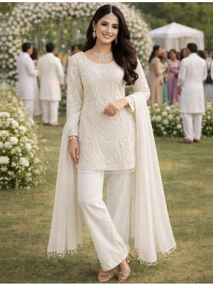 Off White Premium Georgette Ready To Wear Pakistani Suit FABSL22426