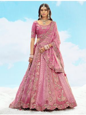 Onion Pink Silk Premium Designer Lehenga thumbnail FABLE20450