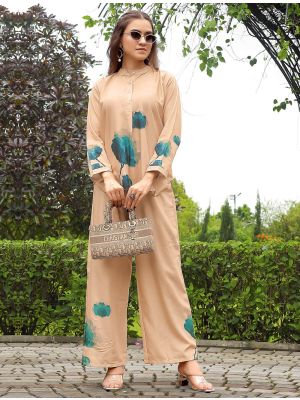 peach rayon casual wear digital printed co ord set fabku21133