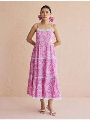 pink cotton printed trendy chic frock fabku21196