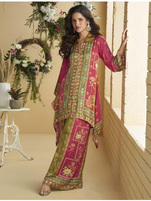 pink crepe ready to wear co ord set small fabku21143