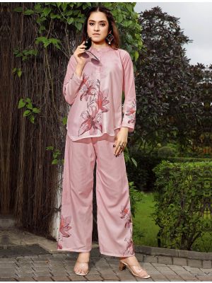pink rayon casual wear digital printed co ord set fabku21135