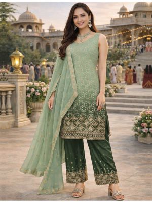 Pista Green Georgette Embroidered Ready To Wear Salwar Kameez FABSL22423