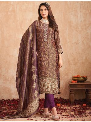 Purple Pure Tissue Shimmer Printed Salwar Kameez small FABSL22014