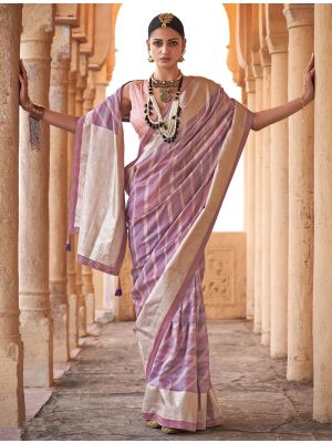 Purple Viscose Silk Saree With Weaving And Foil Print