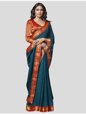 Blue Art Silk Designer Saree small FABSA20091