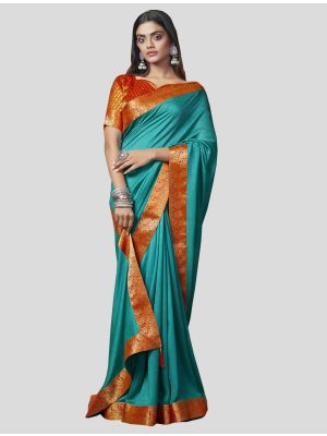 Blue Art Silk Designer Saree small FABSA20096