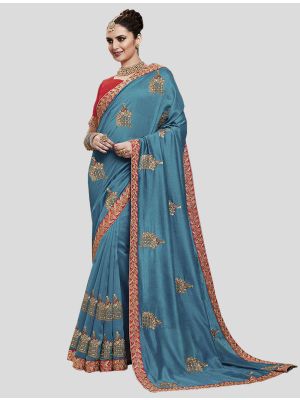 Blue Soft Art Silk Designer Saree small FABSA20172