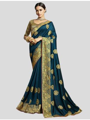 Cobalt Blue Art Silk Designer Saree small FABSA20120