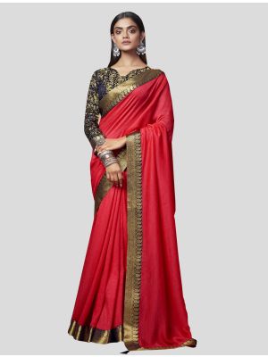 Dark Pink Art Silk Designer Saree small FABSA20093