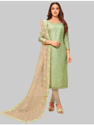 Light Green Modal Silk Straight Suit with Dupatta small FABSL20048