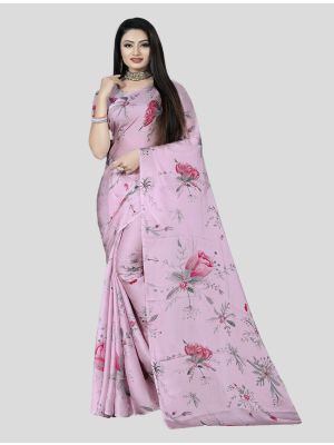 Lilac Satin Silk Designer Saree small FABSA20031