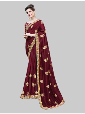 Maroon Art Silk Designer Saree small FABSA20098
