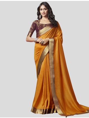 Musturd Yellow Art Silk Designer Saree small FABSA20092