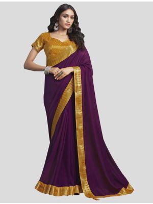 Purple Art Silk Designer Saree small FABSA20090