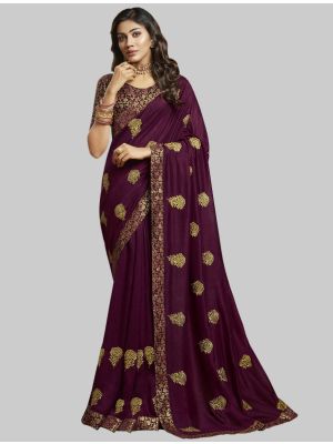 Purple Soft Art Silk Designer Saree small FABSA20187