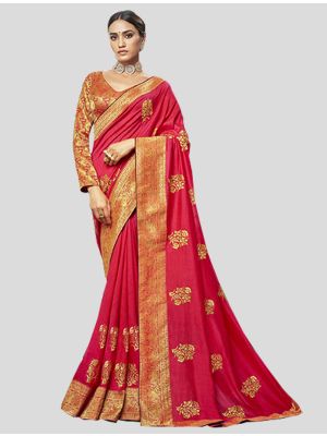 Rani Pink Art Silk Designer Saree small FABSA20115