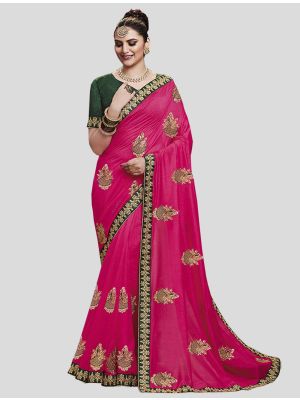 Rani Pink Soft Art Silk Designer Saree small FABSA20171
