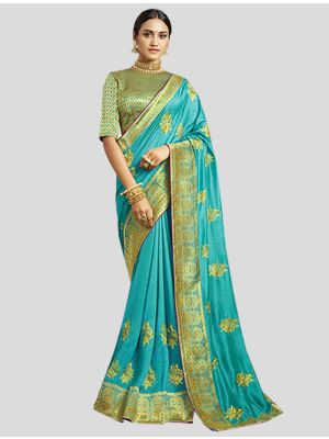 Sky Blue Art Silk Designer Saree small FABSA20118