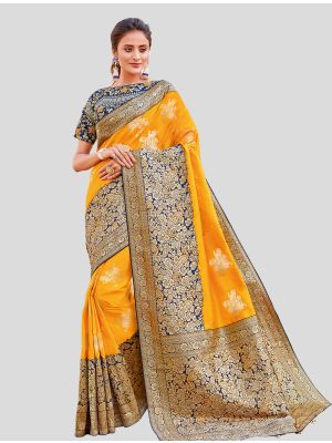 Yellow Weaved Silk Designer Saree small FABSA20036