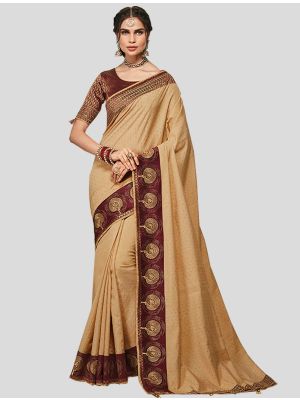 Beige Art Silk Designer Saree small FABSA20274