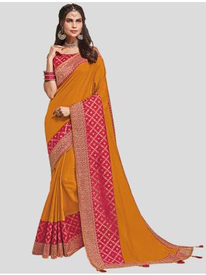 Mustard Yellow Art Silk Designer Saree small FABSA20278