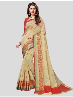 Pastel Green Cotton  Silk Designer Saree small FABSA20289