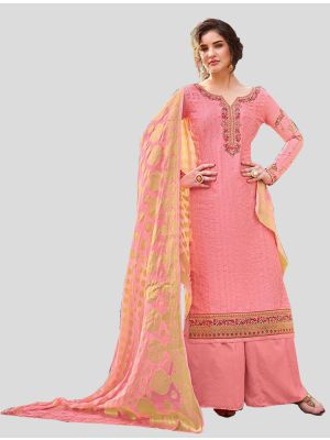 Pink Tussar Art Silk Straight Suit with Dupatta small FABSL20077