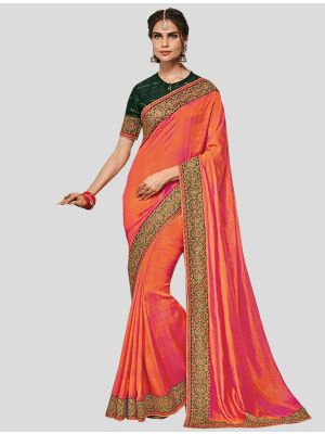 Pinkish Orange Art Silk Designer Saree small FABSA20272