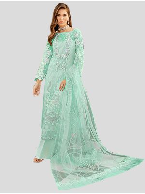Sea Green Net Pakistani Suit with Dupatta small FABSL20098