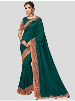 Teal Blue Art Silk Designer Saree small FABSA20279
