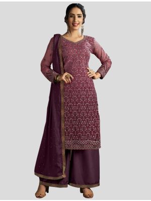 Wine Net Straight Suit with Dupatta small FABSL20099