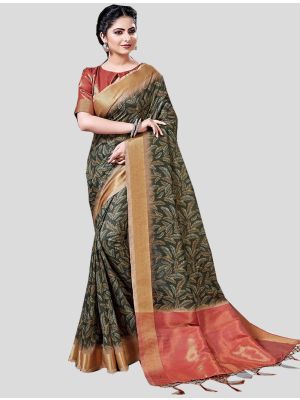 Beige Art Silk Designer Saree small FABSA20373