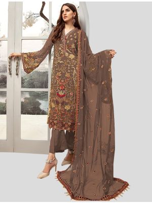 Light Brown Georgette Straight Suit with Dupatta small FABSL20133